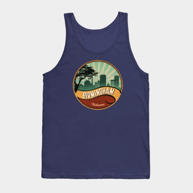 Birmingham City Skyline T-Shirt Alabama Retro Vintage 80s Tank Top by DimDom